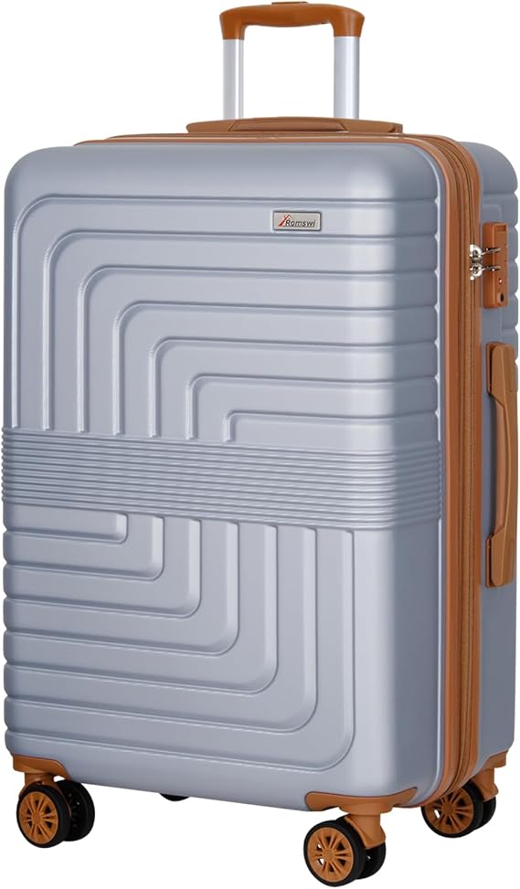 Romswi 30" Hardside Checked Luggage, Large Checked Suitcase with Dual 360 Spinner Wheels,Hardshell Suitcase with TSA Lock,YKK Zipper, Scratch-Resistant Silver