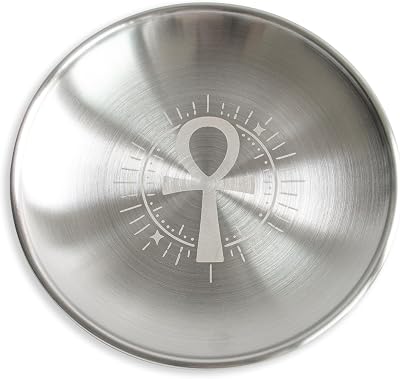 Offering Bowl Prayer Ritual Plate Great for Wicca, Altar use, Ritual use, Incense Burner, smudging Bowl, Decoration Silver Ankh