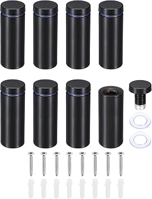 PATIKIL 34 x 2 Inch Sign Standoff Screws, 8 Set Stainless Steel Wall Standoff Mounting Hardware Advertising Glass Nail for Hanging Acrylic Picture Frame Acrylic Panel, Black