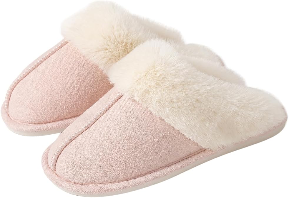 Women's Slippers Fuzzy Warm Comfy Faux Fur Slip-on Fluffy Fashion Bedroom House Shoes