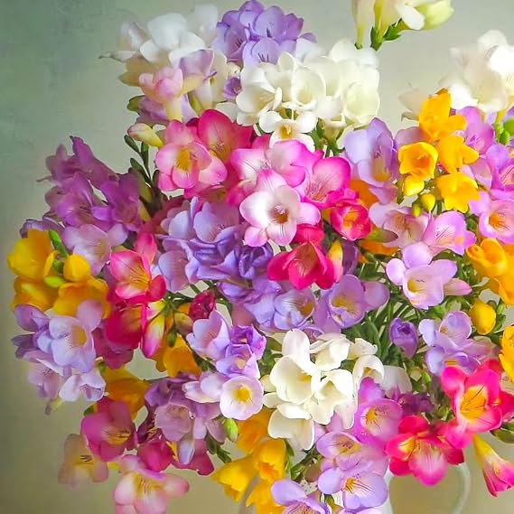 20 Freesia Double Mix Bulbs for Planting, Summer Flowering Perennial Fragrant Garden Flowers, Outdoor Beds Indoor Pots Patio Containers Cut Flower Bouquets Spring Plant Corms Premium Bulb