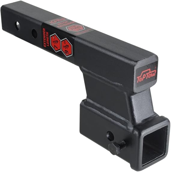TOPTOW Trailer Receiver Hitch Extender Adapter 4" Drop/Riser, 8" and 10" Extension Length, 2" Shank, 7500lbs Towing Capacity, Matte Black...
