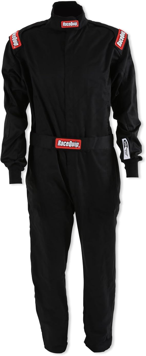 Suit, Driving, Chevron-1, SFI 3.2A/1, Single Layer, Fire Retardant Cotton, Black, Large, Each