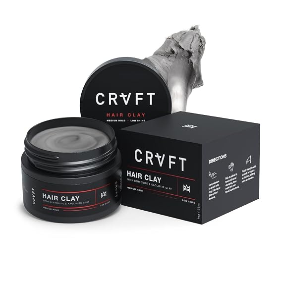 CRVFT 1oz Hair Clay True Matte Finish - Medium Hold Styling Clay for Men Natural Look - Texture & Volume, Reworkable Formula - 1oz oz Travel-Friendly Jar