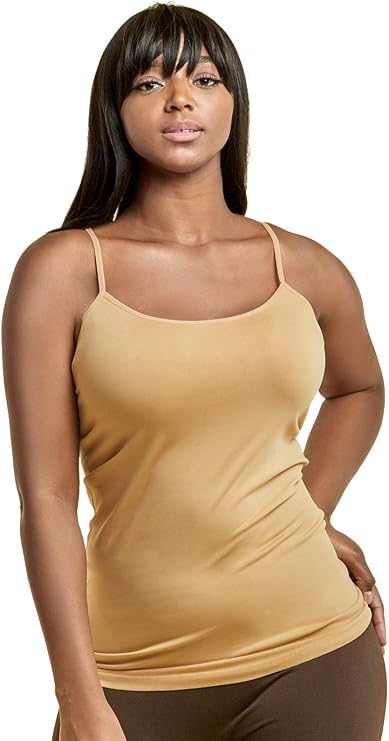 Sofra Camisole - Ladies Seamless Poly Camisole Plus Size (Beige)