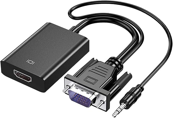 VGA to HDMI Adapter - Connect Laptop, PC to HDMI Monitor or Projector, 1080P VGA to HDMI Converter with Audio and Power Supply Port