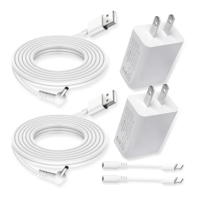 2 Pack Power Adapter Plug Charger for Ring Stick Up Cam Plug-in Camera & Ring Pan Tilt Stick Up, Spotlight Cam ProPlus Camera Charging Cord Cable 13.2ft White