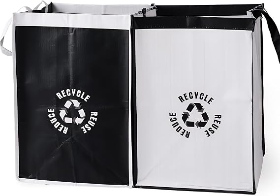 2Pcs Recycling Bags for Kitchen, Reusable Recycle Bin Bags, Durable Eco-Friendly Waste Collection Storage Bags for Indoor Use Large Capacity, Ideal for Paper Plastic Waste Sorting