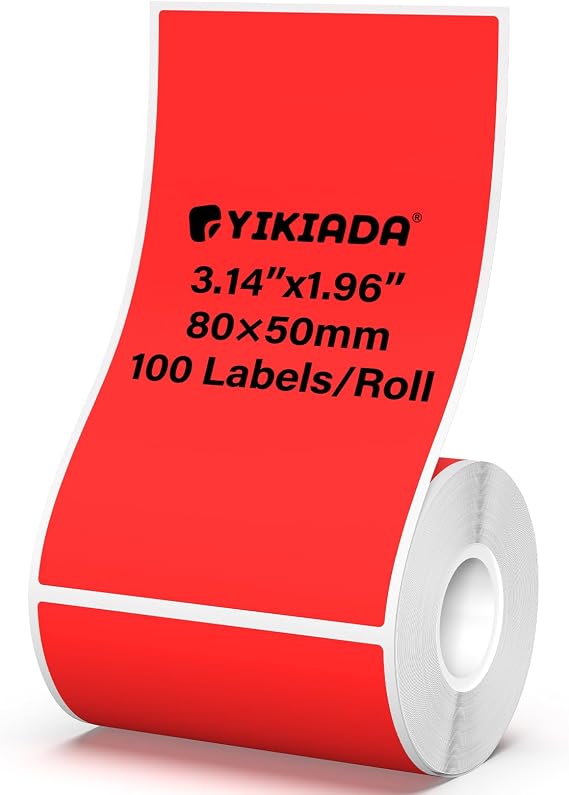Red Thermal Labels 1.96"3.14" Waterproof Vinyl Stickers for M110