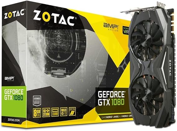 ZOTAC GeForce GTX 1080 AMP! Edition, ZT-P10800C-10P, 8GB GDDR5X Ice Storm Cooling, Metal Wraparound Carbon ExoArmor Exterior, Ultra-Wide 100mm Fans Gaming Graphics Card