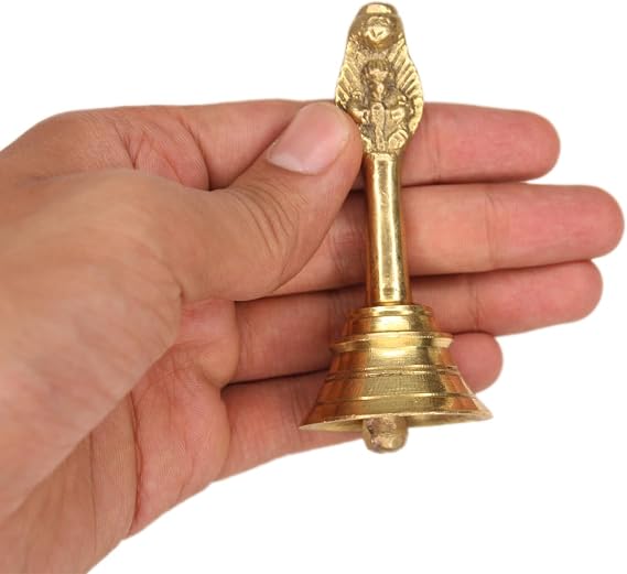 Ghanti Brass Temple Bell Home Hand Bell with Garuda for Home/Temple/Pooja Use Golden -1pcs
