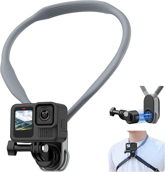 TELESIN S2 POV Neck Mount, Quick Release Magnetic Necklace Holder with Fixing Chest Strap, Hands-Free Camera Mount for GoPro Hero 13 12 11 10 9 DJI Osmo Nano 360 Action 6 5 Pro 3 4 Insta360 X5 X4 X3