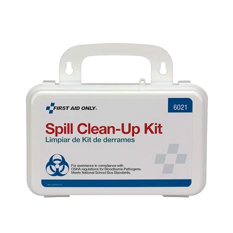 First Aid Only 6021 21-Piece Body Fluid Clean Up Kit, Commercial Cleaning Equipment for Spills in Weatherproof Plastic Case, White