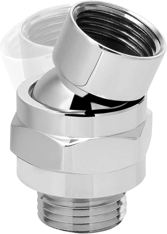 EMVANV Shower Head Swivel Ball Adapter, All Metal Adjustable Shower Arm Extension Connector, Adjustable Pivot Ball To Adjust Showerhead Angle, Universal Showering Component(Silver)
