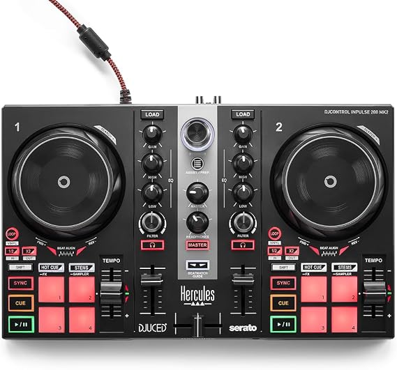 Hercules DJControl Inpulse 200 MK2 - Best DJ Controller for Learning Mixes - Includes Software and Tutorials