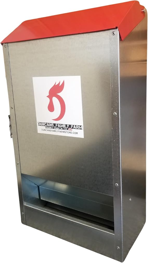 DUNCANS FAMILY FARM STORE Space Saving Mountable Steel Poultry Feeder Front Feed, Front Loading