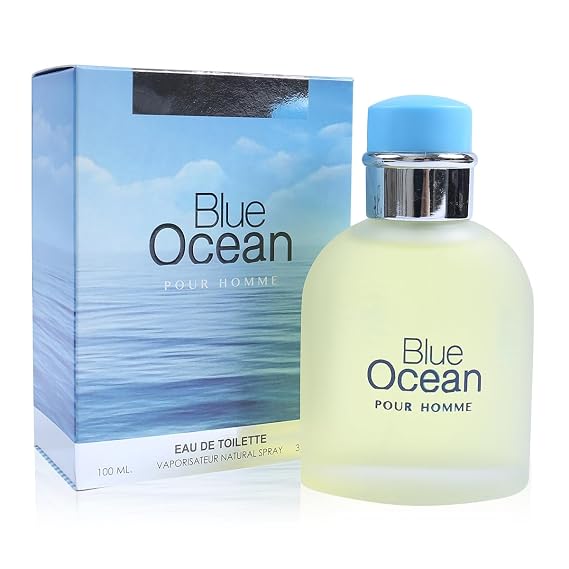 Blue Ocean Pour Homme Eau de Toilette for Men Fresh Citrus Spicy Mens Perfume, 100ml/3.4 Fl Oz