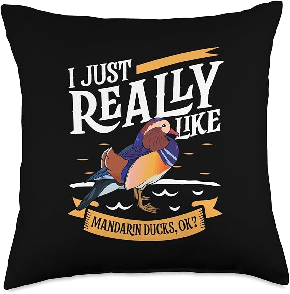I Love My Mandarin Duck Throw Pillow