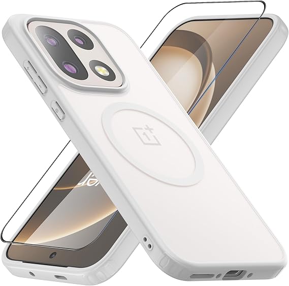 Magnetic Case for Oneplus 15, [Hard Frosted PC Back+Black Soft TPU Bumper] [Support Wireless Charging] [ Screen Protector ] Slim Fit Shockproof Protective Case Cover for Oneplus 15 5G 2025
