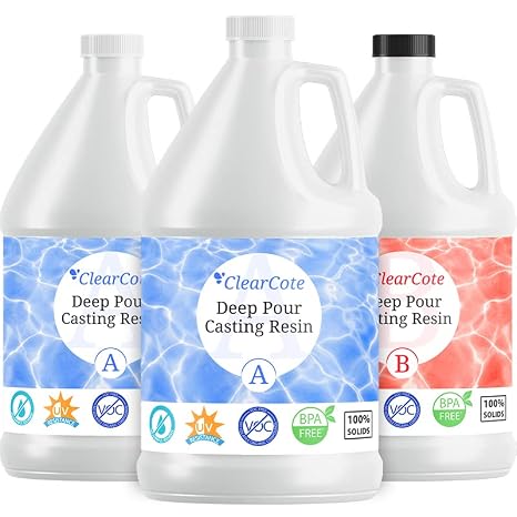 Deep Pour Casting Epoxy Resin Kit 3 Gallon/384oz - High Gloss, High Temp, Low Viscosity Ultra Clear Two Part Deep Pour Epoxy for Flower Preservation, Woodworking, Inlays, Penetrating and Stabilizing!