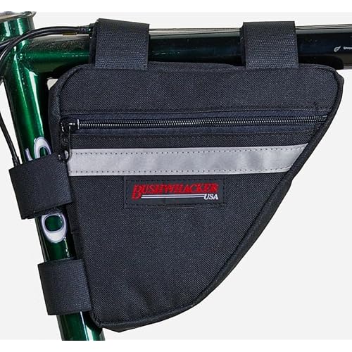 Bushwhacker Ketchum Black Bicycle Frame Bag with Reflective Trim Cycling Triangle Pack for Under Seat and Top Tube Front and Rear Accessories Bike Storage