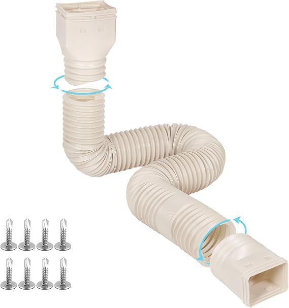 plusgutter Rain Gutter Downspout Extensions Flexible, Drain Downspout Extender,Down Spout Drain Extender, Gutter Connector Rainwater Drainage,Extendable from 21 to 68 Inches(1Pack, Limestone)