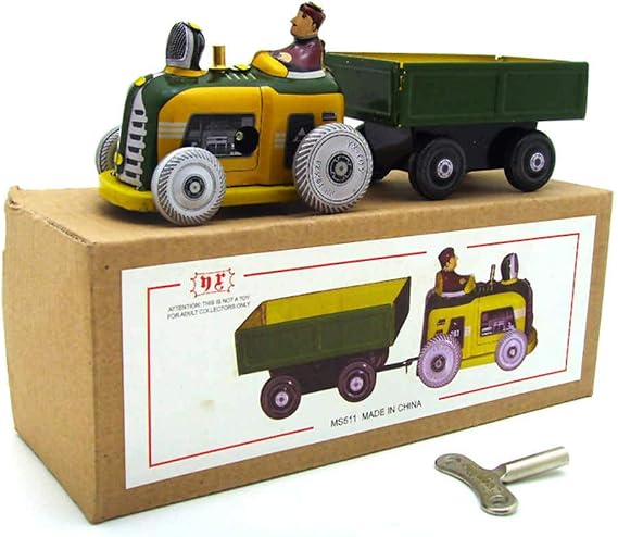 Charmgle Vintage Spring Wind Up Tractor Toy, Green, 5.3 x 2 x 2.4 inch, Over 16 Years Old