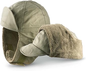 German Army Hats for Men with Ear Warmers Military Winter Trapper Hat Flecktarn camo & OD