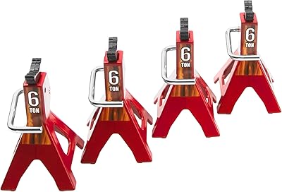 4Pcs Vgoohobby 110 RC Scale Toy Decoration Metal RC Jack Toy Stands Simulation Compatible with Traxxas TRX4 Axial SCX10 RC4WD Tamiya CC01 D90 HPI HSP 110 RC Climbing Crawler Car Red
