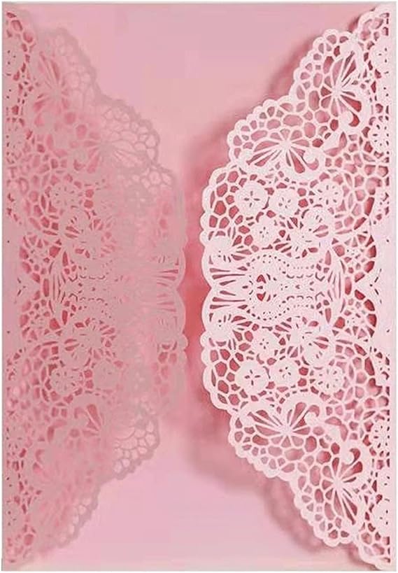 Cards, Holiday Greeting Cards,Assorted Greeting Cards for Occasions 50PCS Wedding Invitation Greeting Card Laser Cut with Beautiful Flowers Design for Birthday Business Thanksgiving Party Supplies(Pin