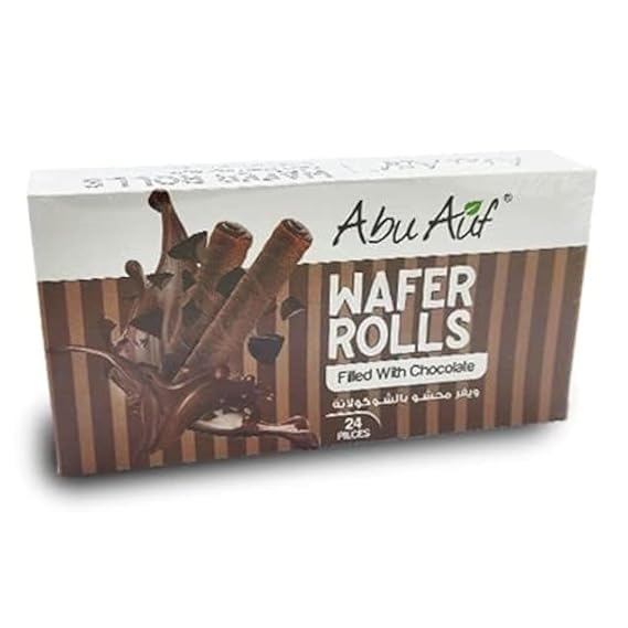 Abu Auf Wafer Rolls Chocolate, 24 Pieces, Thin Crispy Wafer with Chocolate Filling, Perfect for Sharing