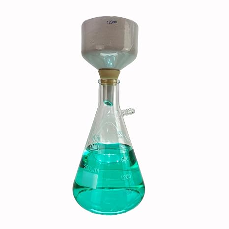 TN Lab Buchner Funnel Kit with Filter Flask Set 120mm Porcelain Ceramic Funnel and 2000ml 2L Heavy-Wall Borosilicate Glass Vacuum Flask with Side Arm