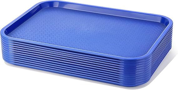 New Star Foodservice Fast Food Tray, 12 x 16 Inch, Blue, Set of 12