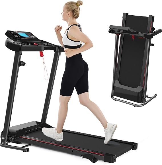 Home Foldable Treadmill with Incline, Electric Folding Treadmill for Walking Treadmill Machine 5" LCD Screen 250 LB Capacity MP3