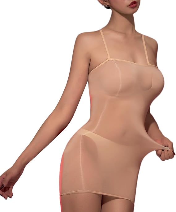 Bodystocking for Women Sexy Bodysuits Nylon Sheer Dress Adjustable Halter Silky Oily Bodysuit Glossy Body Stockings