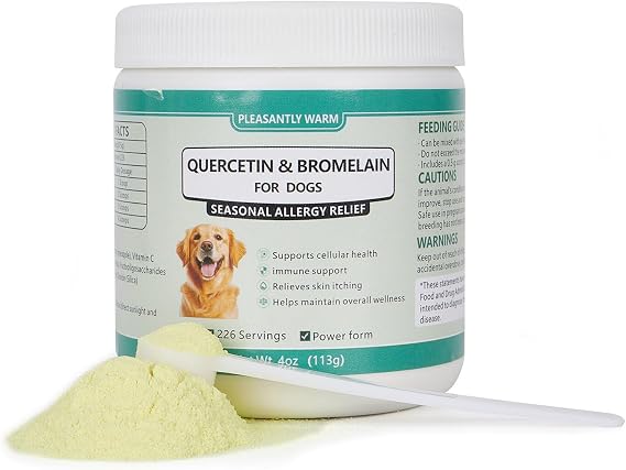 Quercetin for Dogs with Bromelain, Allergy Support, Inflammatory Relief, Cellular Health Support, Skin and Immune Wellness Formula, 4 oz, Chicken Flavor