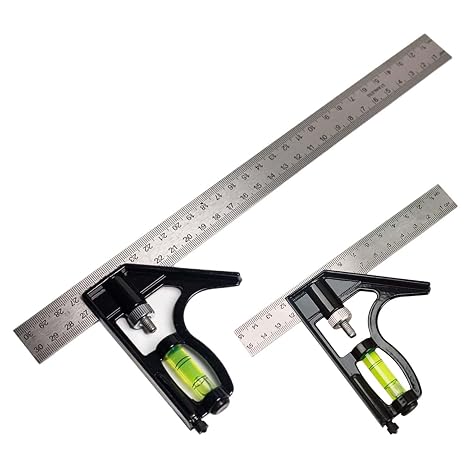 2 Pack Combination Square 300mm&150mm with Spirit Level & Marking Needle | Combination Square Set Adjustable Set Square Set Square Combination Square Carpentry Tools for Woodworking Engineer Carpenter
