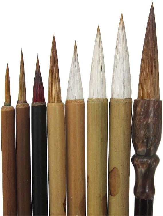 MB Product Name: Shanlian Hubi Claborate-Style Painting Writing Brush Watercolor Chinese Calligraphy Brush Set Kanji Japanese Sumi Painting Drawing Brushes 8 Piece/Set+Roll-up Bamboo Brush Holder