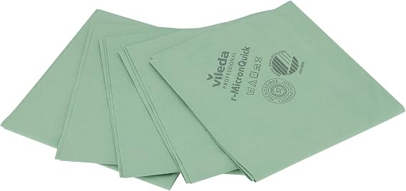 Vileda Professional,Recycled microfibre cloth r-MicronQuick,Green,5pcs