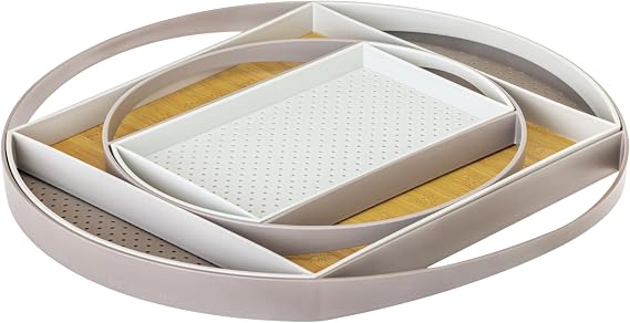Vigar Serving Tray with Handles, 4-Piece Set, Bamboo Print