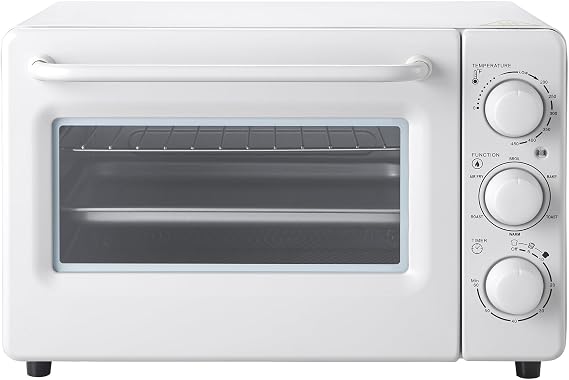 Novaspark Air Fryer Toaster Oven Combo, Retro Convection Oven Countertop,19QT Small Toaster Oven, 4-slices or 9" Pizza,Bake,Toast,Broil, Air Fry, Rapid Heating Mini Conventional Oven, Non-Stick, White