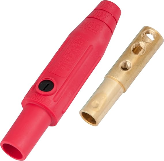 Marinco CLM2F-C CLM Cam Type, Series 15 Mini Inline, Single Pin Connector, 150 Amp, 600 Volt, #8 - #2 AWG, Female - Red (C)