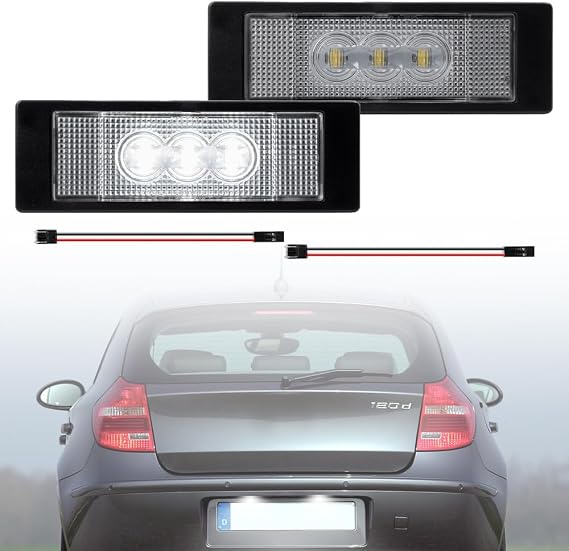 White LED License Plate Light Compatible with BMW E81 E87 F20 F21 E63 E64 F06 F12 F13 1 Series 6 Z4 E86 E85 E89 X2 Gran Coupe