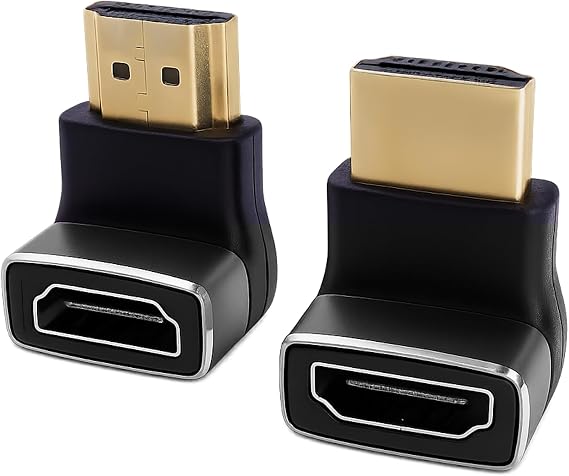 Pack of 2 8K HDMI Angled Connector 90° & 270° Adapter HDMI Adapter for 8K @ 60Hz 4K @ 120Hz HDMI2.1 HDR VRR eARC Dolby 3D Compatible with PS5 TV Stick Apple TV Angle Plug for Tight Spaces