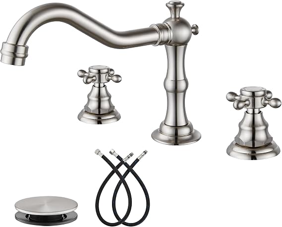 gotonovo 3 Hole 8 Widespread Bathroom Sink Faucet Brushed Nickel
