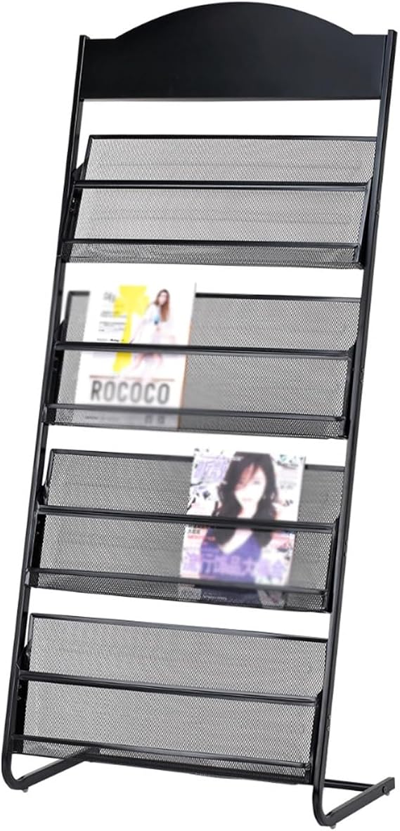 Floor-Standing Magazine Rack Floor-Standing Magazine Rack Information Rack Storage Rack 4-Layer Newspaper Display Rack Metal Manual Book Rack for Exhibitions, Office Information Rack(Black)
