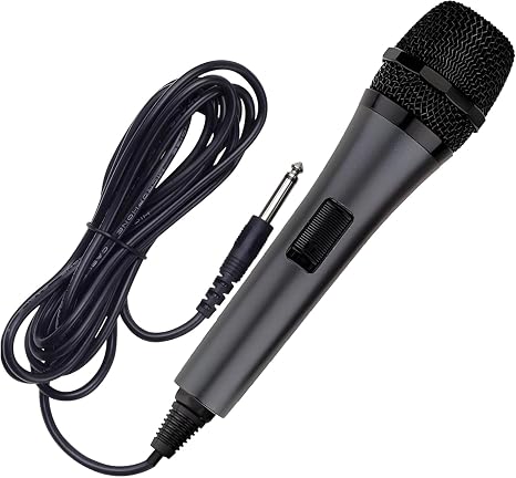 Karaoke USA OM187 Professional Dynamic Karaoke Microphone | Durable Corded Mic with 6.3mm (1/4") Plug and 6.7 ft Cable | Plug-and-Play Design for Karaoke Machines, PA Systems & Home Parties