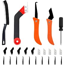 25 Pcs Pro Grout Removal Tool Kit, Including Serrated Blade, Hook Blade, Granule Blades, Gap Brush, Cross Screwdriver, for Tile Cleaning