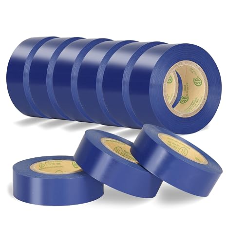 Blue Electrical Tape, UL Approved, 0.7in x 33ft, 9 Pack | Industrial Vinyl Tape With Great Insulation, Suitable for Electrical Equipment Repair and Maintenance