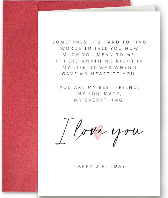 SuperShunhu Birthday Poem Card for Him Her, Romantic Birthday Card for Boyfriend Girlfriend, Happy Birthday Love Card for Partner